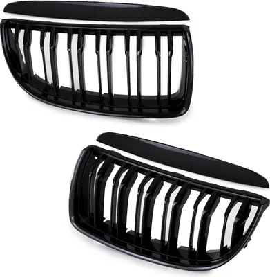 Produktbild von 2x Doppelsteg Kühlergrill Schwarz Glänzend passend für BMW 3er E90 E91 bj. 05-08 + M M3
