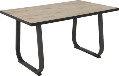 Produktbild von Esstisch Luise - Platte in Viking Eiche, Kante schwarz - Kufengestell Metall Schwarz - 140x90cm