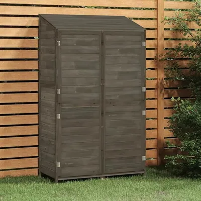 Productafbeelding van Tuinhuis/schuur in antraciet, 102x52x174,5 cm, gemaakt van massief grenenhout. Geschikt als tuinhuis, schuur, fietsenschuur voor de achtertuin, terras of gazon. Artikelnummer: 152192