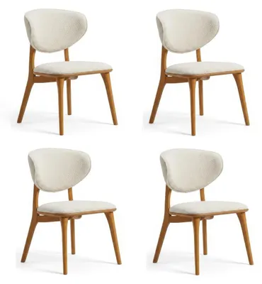 Obrázok produktu pre Sada stoličiek do jedálne, moderný dizajn, béžová farba, luxusný vzhľad, materiál: boucle, drevo