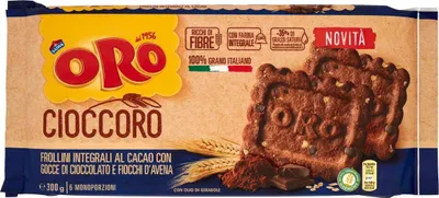 Produktbild von 6x Oro Saiwa Cioccoro Frollino Integrale al cacao con gocce di cioccolato Vollkornkekse mit Kakao und Schokoladenstückchen biscuits cookies