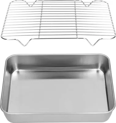 Obrázek produktu pro Nerezová pánev s nepřilnavým povrchem pro zdravé smažení a vaření - nerezová ocel (26,5 * 20,5 * 5 cm)