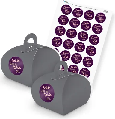 Produktbild von itenga SET Schön dass es dich gibt (Motiv 7) 24xGeschenkschachtel mit Griff grau