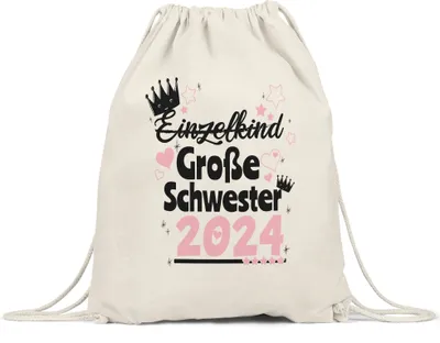 Produktbild von Einzelkind Wird Große Schwester 2024 Turnbeutel Gymsack Nachwuchs Schwangerschaft Geschenkidee Baby-News