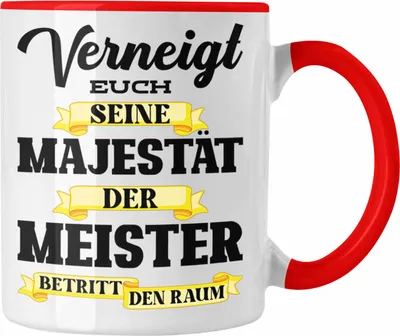 Produktbild von Trendation - Meisterprüfung Bestanden Geschenk Meisterprüfung Tassen Mann Schreiner Dachdecker Maler Elektrotechnik Elektronik Metallbauer (Rot)