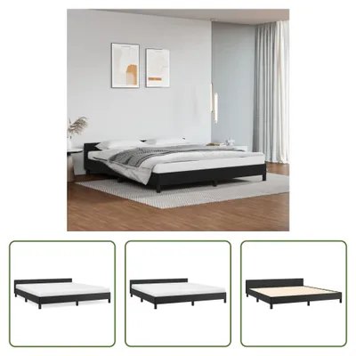 Produktbild von The Living Store Bettgestell mit Kopfteil Schwarz 180x200 cm Kunstleder