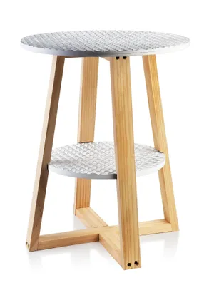 Zdjęcie produktu dla Lammy Stolik 40X40X50 Cm Biało-Złoty2 Blaty
