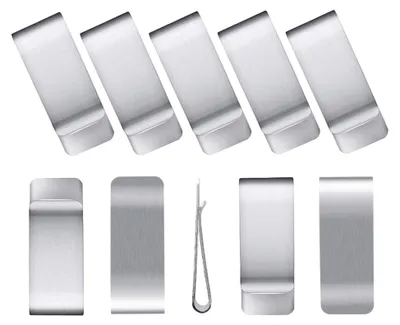 Produktbild von Geldklammer,10Pcs Edelstahl Geldscheinklammer,Silber Geldclip,Money Clip zum Männer und Frauen für Geldscheine Visitenkarte Kreditkarte(Silber)