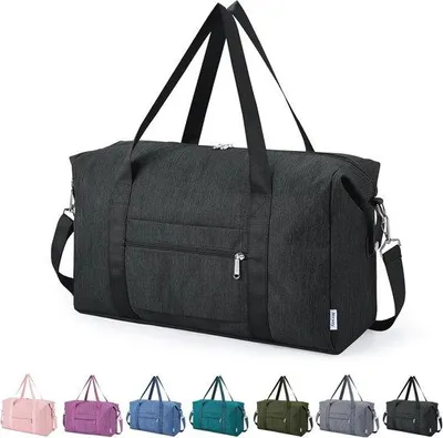 Produktbild von Faltbares Kabinengepäck 45x36x20 - Ideal für Wochenendausflüge - Reiseduffel für Damen und Herren 25L - Schwarz
