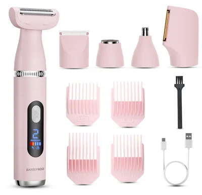 Produktbild von BarberBoss 5-in-1 Elektrorasierer Damen, Damenrasierer mit Bikini Trimmer, Gesic