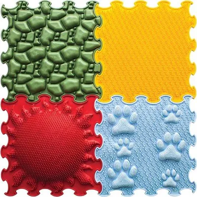 Produktbild von Sensorische Massage-Puzzle-Matten-Set – Fantastisches 4er-Set – Entspannende Massageunterlagen