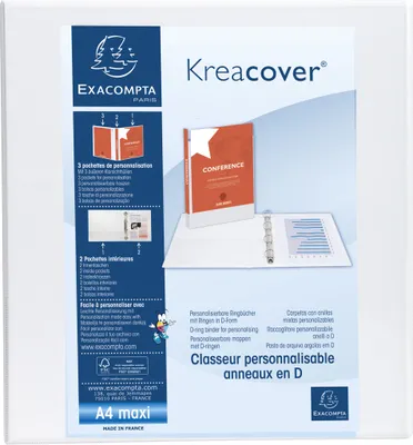 Produktbild von Exacompta 10x Ringbuch PP 2Ring 50mm in D-Form Rücken 75mm A4 Maxi Weiß 51824E