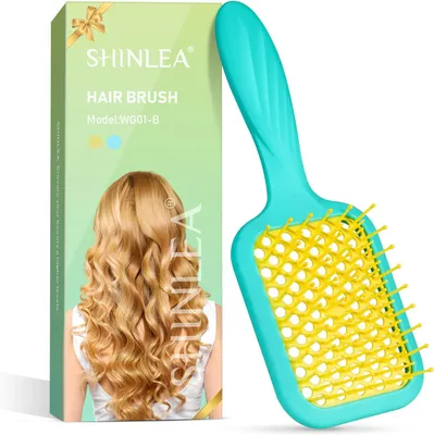 Immagine prodotto di Spazzola districante per capelli ricci, umidi e asciutti, che favorisce la circolazione dell'aria e massaggia il cuoio capelluto, adatta a uomini e donne