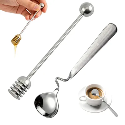Honiglöffel-Set 2er-Pack, Edelstahl, 16 cm + 14,5 cm