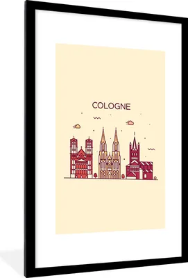 Produktbild von MuchoWow® MuchoWow® Gerahmtes Poster Köln - Skyline - Deutschland 60x90 cm - Poster mit zchwarzem Bilderrahmen - Dekoration - Wandposter Wohnzimmer - Hochwertig