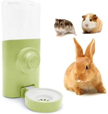 Obrázek produktu pro Automatické napáječky pro králíky – zelené – 600 ml – závěsná miska na vodu pro domácí mazlíčky – králíci, morčata, křečci, činčily, fretky – napáječka pro zvířata