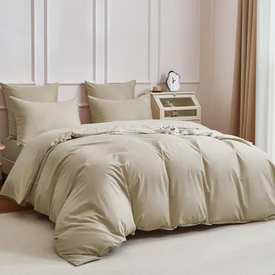 Obrázok produktu pre Obliečka na prikrývku 135x200 cm, farba khaki, 2-dielna, 100% česaná bavlna, so zipsom