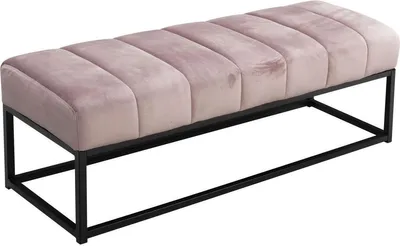 Produktbild von Sitzbank Samt Rosa 108x40x40 cm Flur Polsterbank mit Metallgestell, Design Bettbank Schlafzimmer Gesteppt, Flurbank Garderobenbank Modern