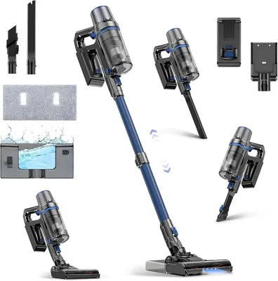 Produktbild von Olvy Akku Staubsauger mit Wischfunktion, 2-in-1, kabellos, 35 kPa, 5 Stufen, LED Display, leicht, HEPA-Filter, Tierhaare, Böden & Teppiche