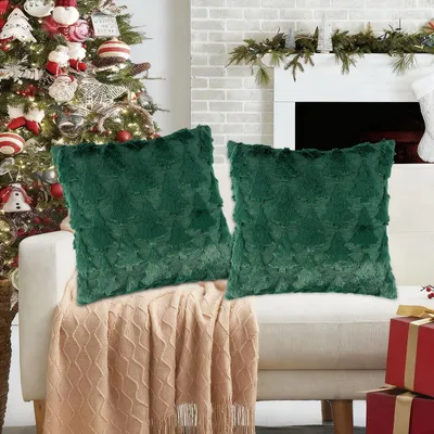 Kussensloop Kerstmis 2er Set 45x45 cm Grün Polyester