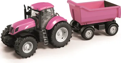 Image de Tracteur rose avec benne à ordures à l'échelle 1:16 portes et capot ouvrants