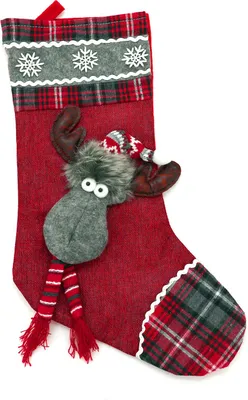 Produktbild von Nikolausstiefel Nikolausstrumpf rot Elch Schneemann Nikolaus Weihnachten Typ481 Elch 45 cm