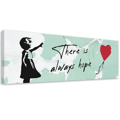 Produktbild von Leinwandbild Banksy-Mädchen mit Ballon 120x40 Feeby Türkis bild für die wand bereit zum aufhängen