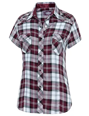 Produktbild von Country Western Bluse Pasadena - Stars & Stripes - Kurzarmbluse Westernbluse XS