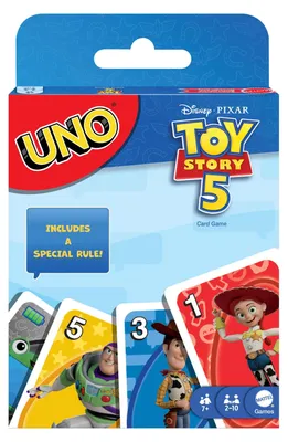 Produktbild von Games UNO Disney Pixar Toy Story 5 Kartenspiel für Kinder, Erwachsene und Spieleabende in der Familie, vom Film inspiriertes Deck, Kartenspiel, Abwurf, 7 Jahr(e), Familienspiel