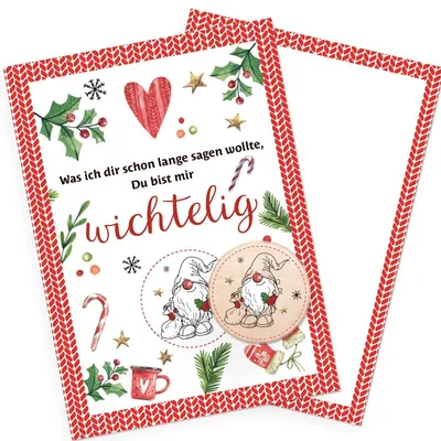 Produktbild von Wichtelgeschenk Karte "Du bist mir wichtelig" mit Glückstaler