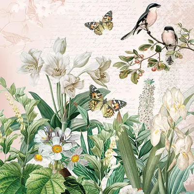 Produktbild von 20 Servietten Flower Garden - Tiere im Blumengarten 33x33cm