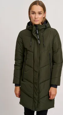 Produktbild von Oxmo OXJuna Damen Wintermantel Parka Mantel mit Kapuze Gummizug Reißverschlusstaschen Seiten-Reißverschlüsse Regular fit