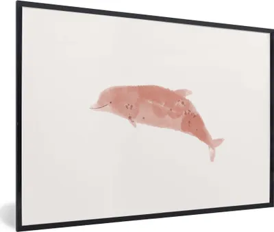Produktbild von MuchoWow® MuchoWow® Gerahmtes Poster Delfin - Tiere - Meer - Aquarell 90x60 cm - Poster mit zchwarzem Bilderrahmen - Fotorahmen - Foto-Plakat