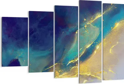 Produktbild von Bild auf Leinwand - Leinwandbild - 5 Teile - Gold Granate Abstraktion - 150x100cm - Wand Bild - Wanddeko - Wandbilder - Leinwanddruck - Bilder - Wanddekoration - Leinwand bilder - EG150x100-4753