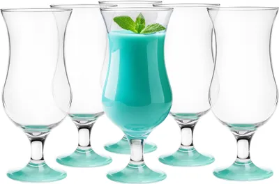 Produktbild von Glasmark Krosno Gläser Cocktailgläser Set Longdrink Cocktail Gin Bier Longdrinkgläser Cocktailgläser Trinkglas Glas Smoothie Dessert  Türkis 6 x 420ml