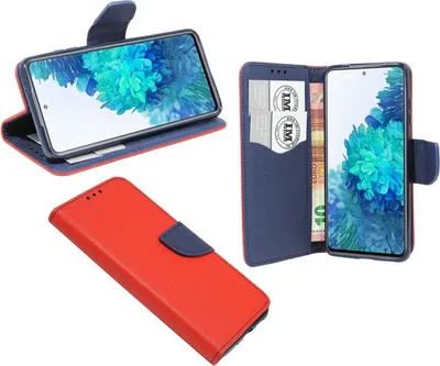 Produktbild von Buch Tasche "Fancy" für SAMSUNG GALAXY S20 FE (G780F) Handy Hülle Schutzhülle mit Standfunktion, Kartenfach Rot-Blau
