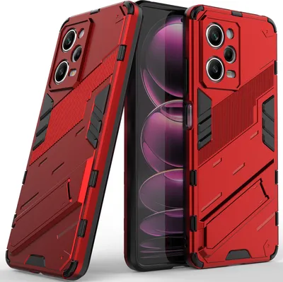 Produktbild von Armor Hülle für Xiaomi Poco X5 Pro /Redmi Note 12 Pro 5G, Hybrid PC TPU Bumper Stoßfestes Schutzhülle mit Standfunktion Rot