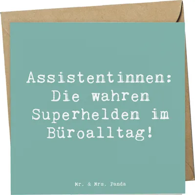 Produktbild von Mr. & Mrs. Panda Grußkarte Spruch Assistentin Heldin - Meeresbrise - Geschenk, Wertschätzung, anlasskarte, Berufsgestaltung, Dankbarkeit, Geschenke mit Herz, doppelkarte