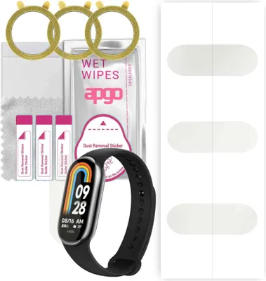 Produktbild von apgo 3 Stück Schutzfolie, Matt, kompatibel mit Xiaomi Mi Band 8 Smartwatch, Hydrogel Displayschutzfolie mit Positionierhilfe, Displayfolie, robust und kratzfest