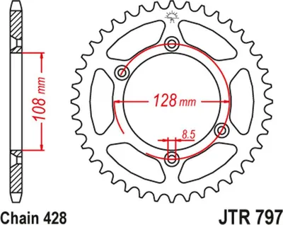 Obrázek produktu pro Zębatka Jt Klx125 51T Jtr797.51