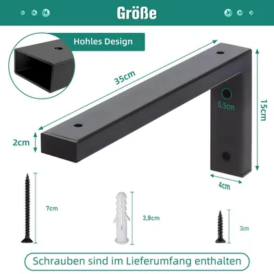 Produktbild von Regalhalterung Wandkonsole Schwarz 35 cm 4 Stück