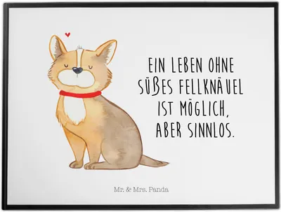 Produktbild von Mr. & Mrs. Panda tischschutzmatte Hund Glück - Weiß - Geschenk, arbeitsunterlage, Corgie, schreibtischunterlagen, Niedlich, Schreibunterlage, Liebe, Sprüche, Herz