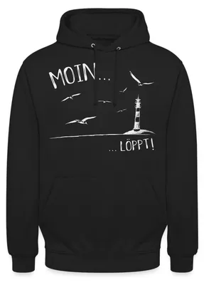 Produktbild von Spreadshirt Moin…Löppt Leuchtturm Küste Norddeutsch Uni Hoodie, XXL, Schwarz