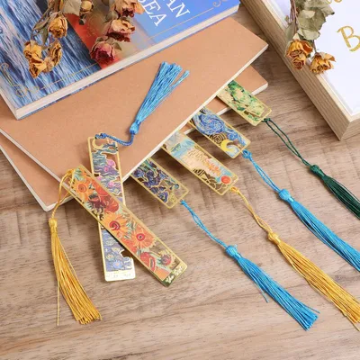 Produktbild von Metallene Lesezeichen-Set - Vintage-Stil - 6 Stück - Blumenmuster - Geschenk für Bücherliebhaber