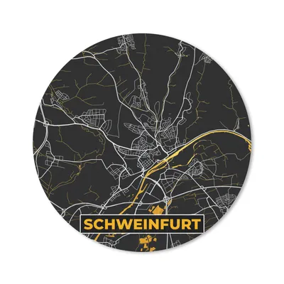 Produktbild von MuchoWow® Mauspad Mousepad Deutschland - Schwarz und Gold - Schweinfurt - Stadtplan - Karte 40x40 cm - Mousepads - Maus Mat - Pad - Mausunterlage - Schreibtisch Accessoires