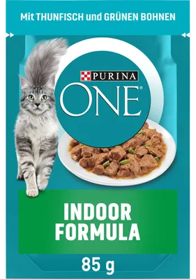Produktbild von PURINA ONE Indoor Formula, zarte Stückchen in Sauce, 26 x 85g