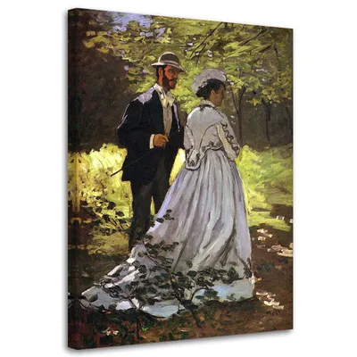 Image de Toile Bazille et Camille - reproduction de C. Monet 80 x 120 cm Feeby verte, prête à accrocher