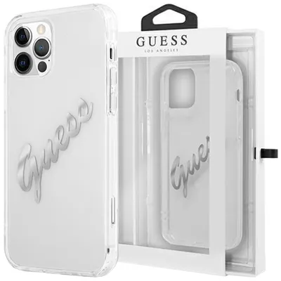 Produktbild von Guess Guhcp12Lktrsvsi Iphone 12 Pro Max 6,7"" Transparentes Hardcase Vintage Script Silber