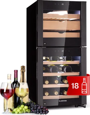 Image de Klarstein Cave a Vin et Fromage, Réfrigérateur à Vin et Fromage, Porte en Verre, Cave à Vin Vieillissement, Prosecco, Ecran Tactile, Armoire a Vin, Contrôle Température, Protection UV, Caves à Vin 89L