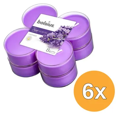 Productafbeelding van 6x Bolsius True Scents Maxilicht Lavendel (8 stuks)